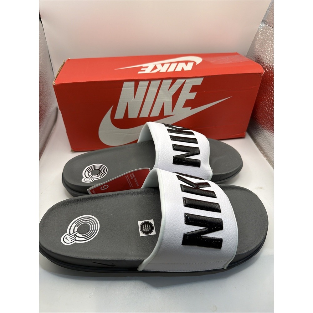 NIKE OFFCOURT Black/White SLIDES ICONIC SOFT FOAM Beach Pool Sandal S Size 9 NIB